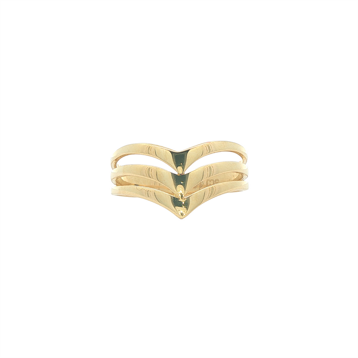10KT Yellow Gold Triple Chevron Fashion Ring