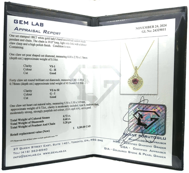 18KT White Gold Ruby and 0.60ctw Diamond 19" Necklace