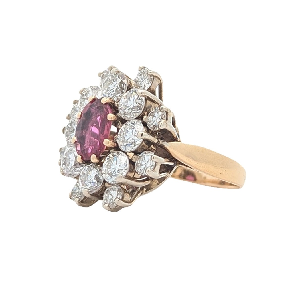 18KT Yellow and White Gold Diamond Ruby Estate Ring