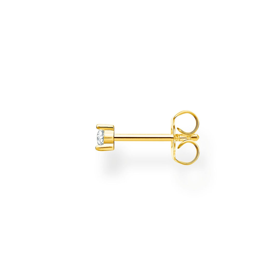 Single Ear Stud White Stone Gold