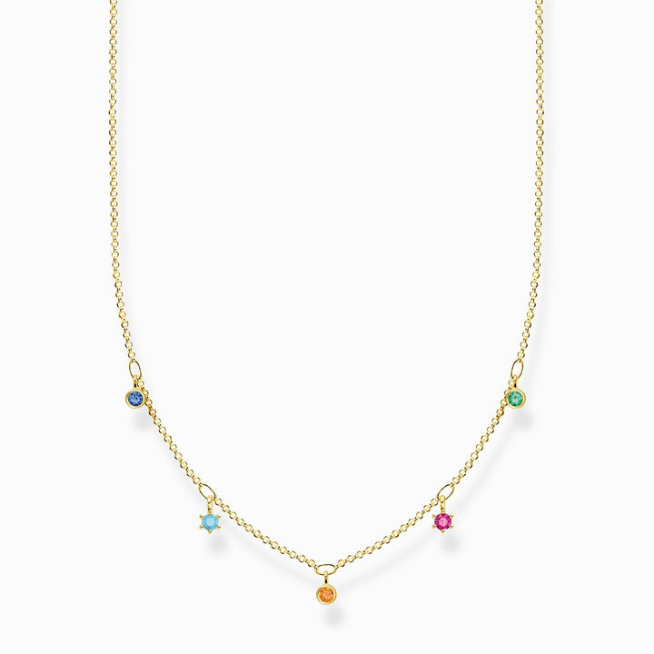 Thomas Sabo Sterling Silver Gold Plated Colourful Stones Necklace