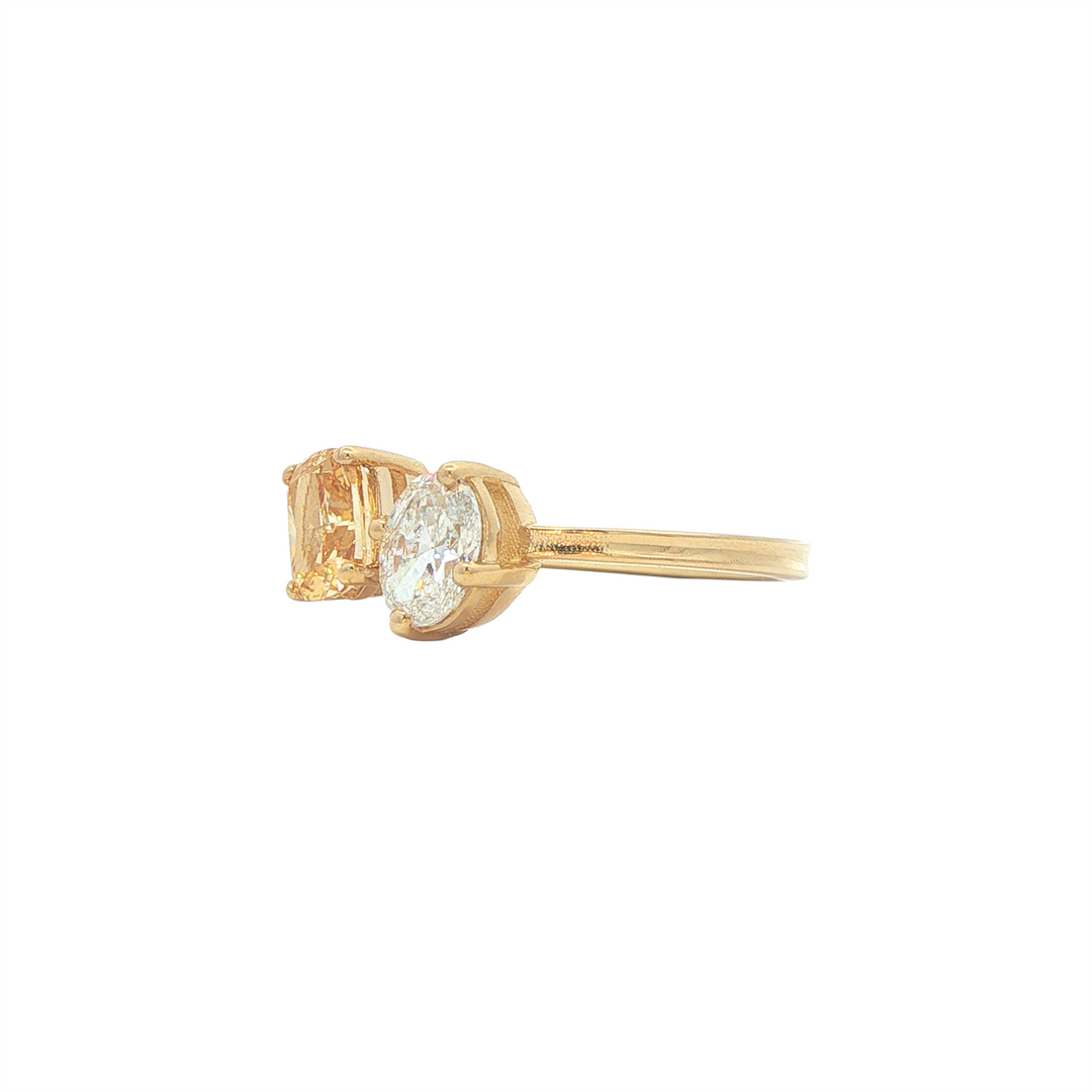 14K Yellow Gold 1.52ctw Champagne & White Lab Grown Diamond Toi Et Moi Ring