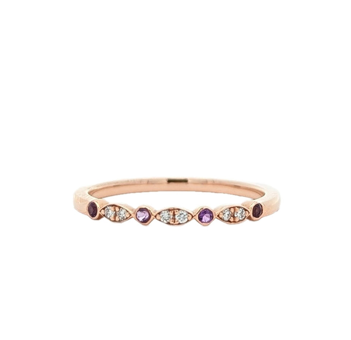 14KT Rose Gold Amethyst and Diamond Ring