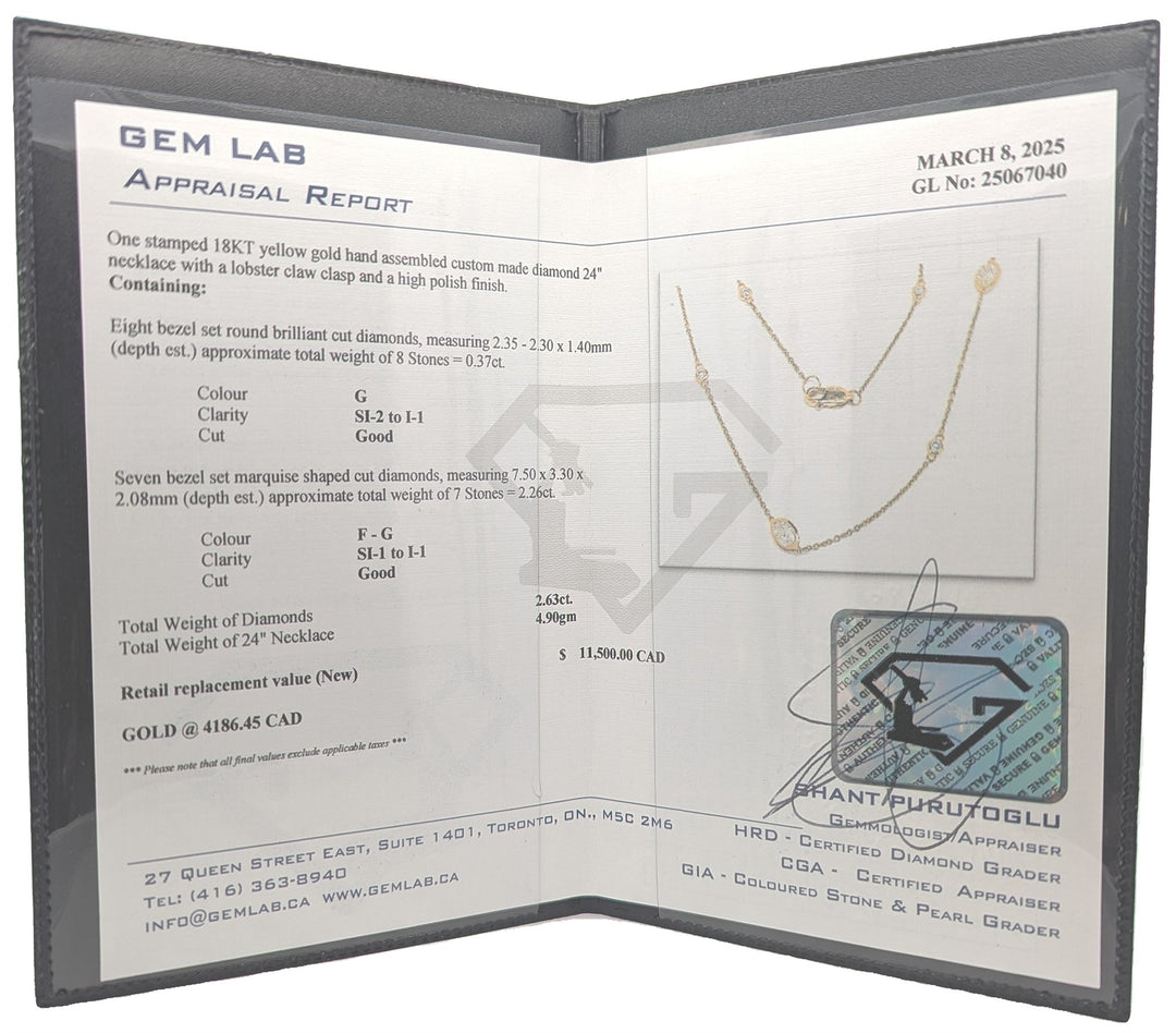 18KT Yellow Gold 2.63ctw Diamond Estate 24'' Necklace