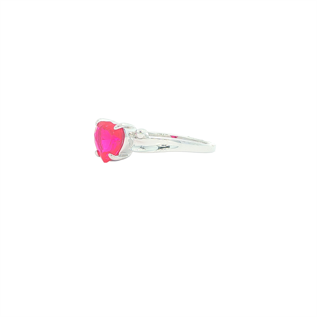 Sterling Silver Heart Shape July Birthstone Ring
