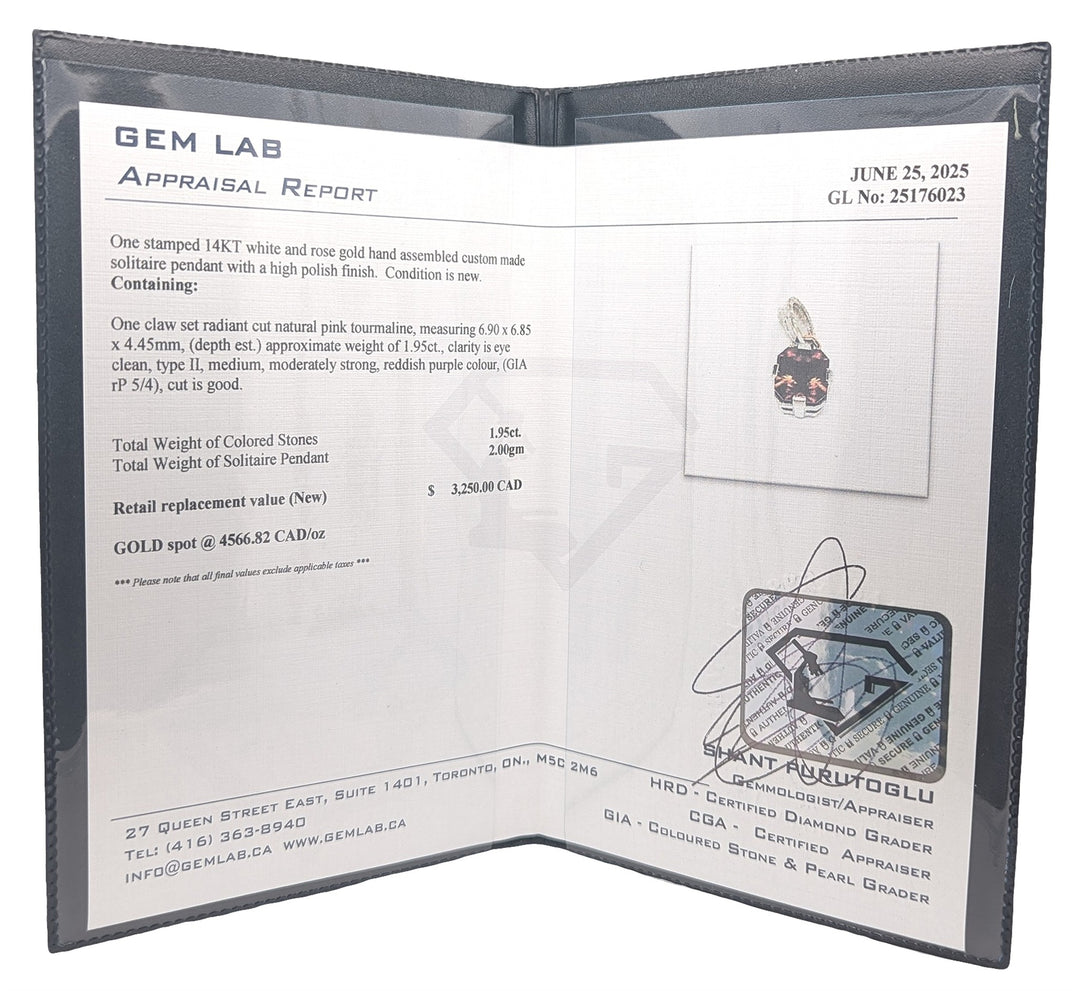 10-14KT White and Rose Gold Natural Pink Tourmaline 16" Necklace