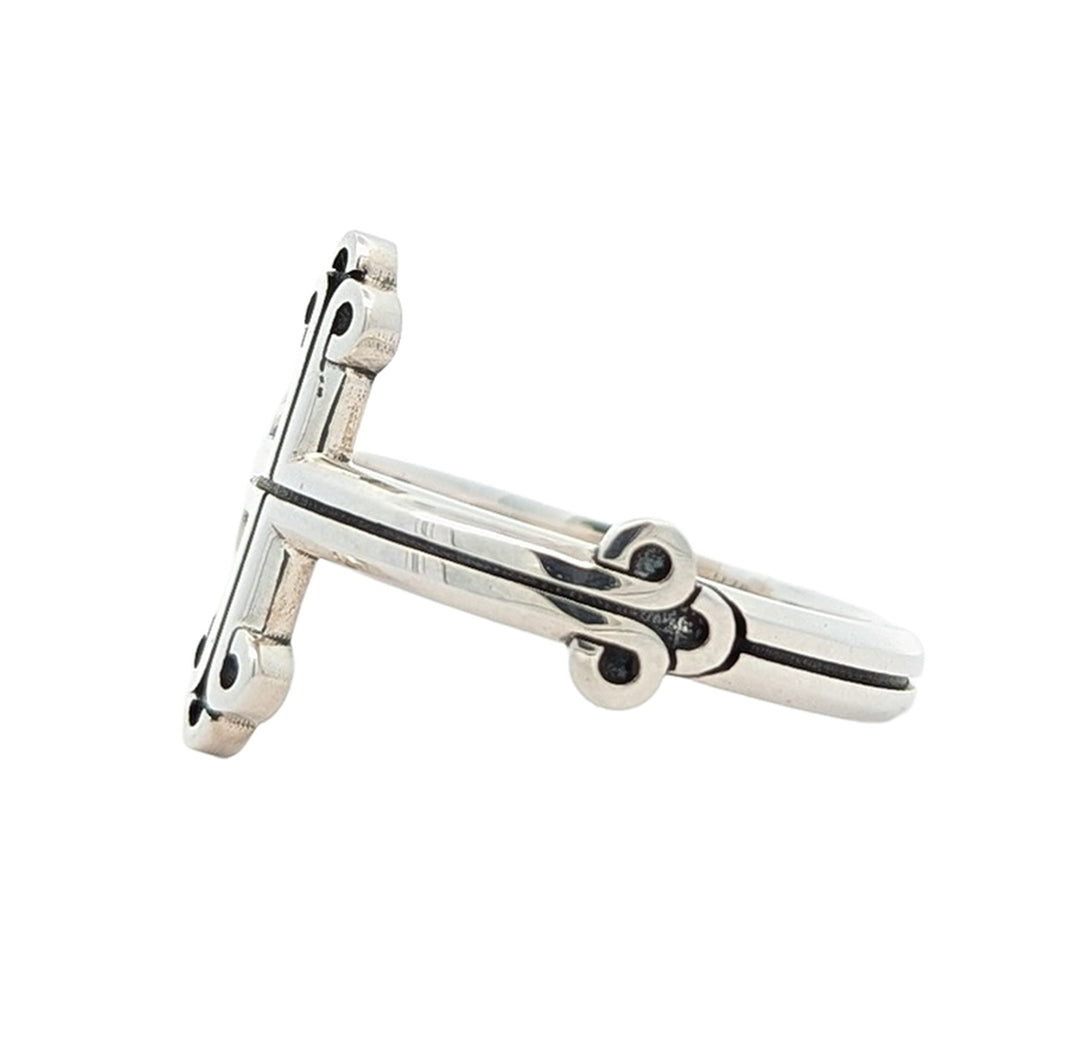 King Baby Sterling Silver Traditional Cross Ring